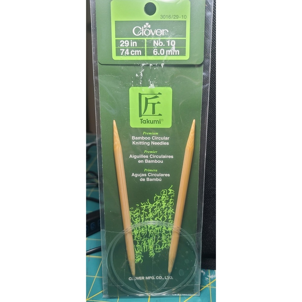 Clover Takumi Bamboo Circular Knitting Needles 29-inch Size 10 6mm NEW